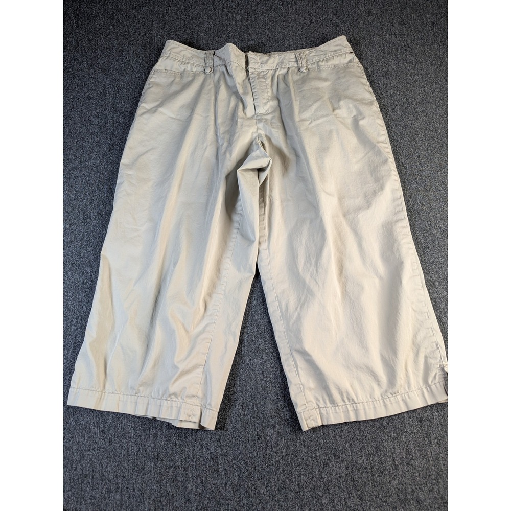 Coldwater Creek‎ Womens Tan Khaki Cropped Wide Leg Pants Size P14 Petite